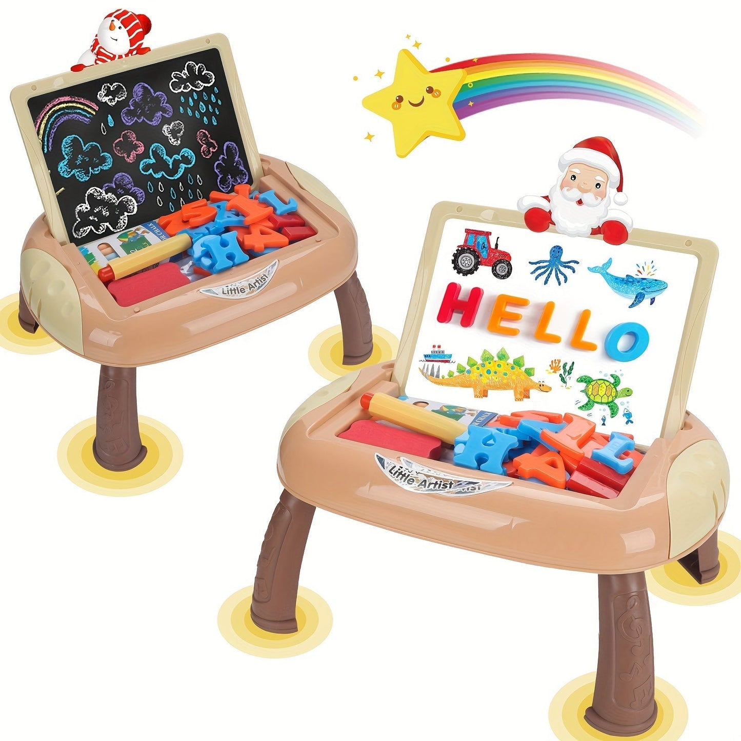 Wendbare Schulwandtafel Schwarz und Weiß mit Zubehör