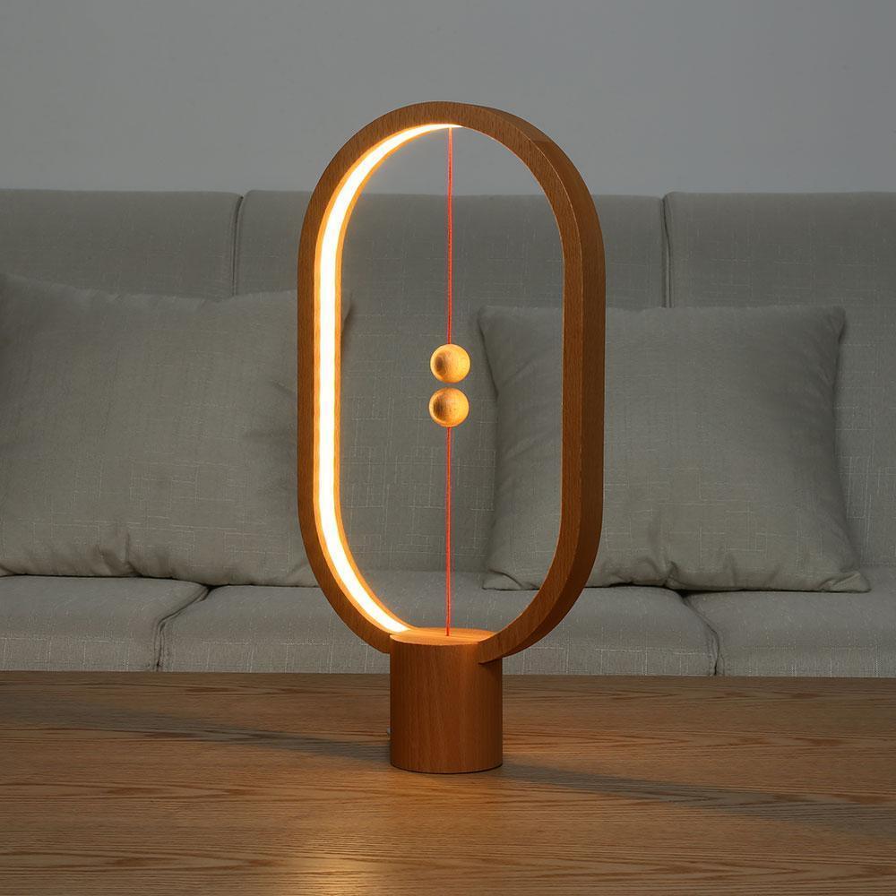 Elegante Holztischlampe mit Magnetischem Schalter
