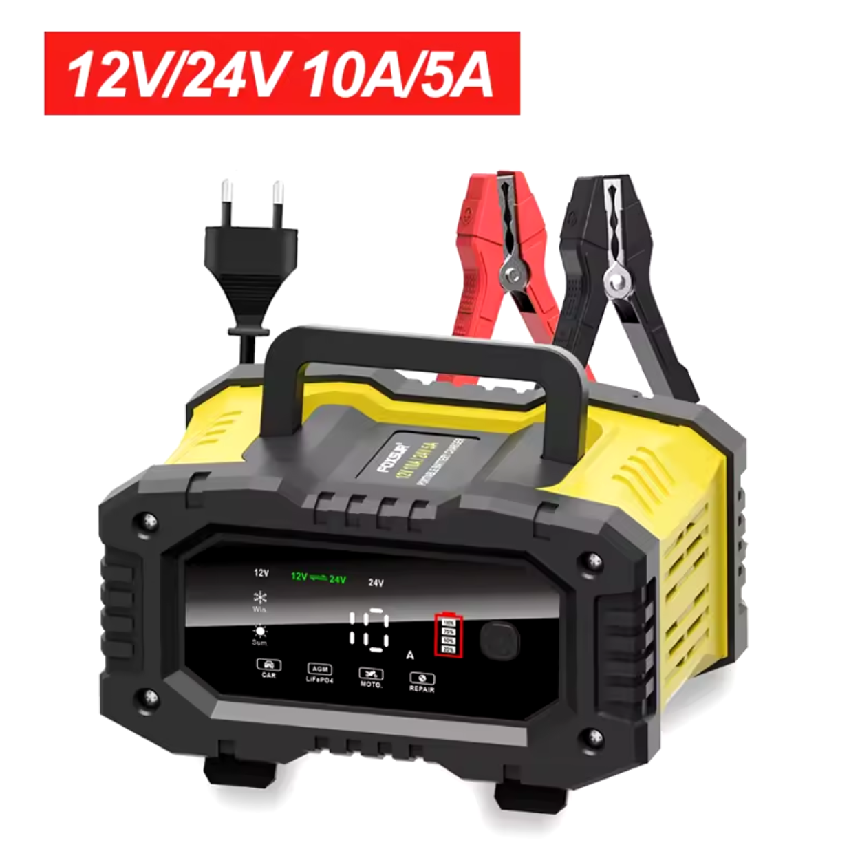 Schnellladegerät für 12V- und 24V-Autobatterien
