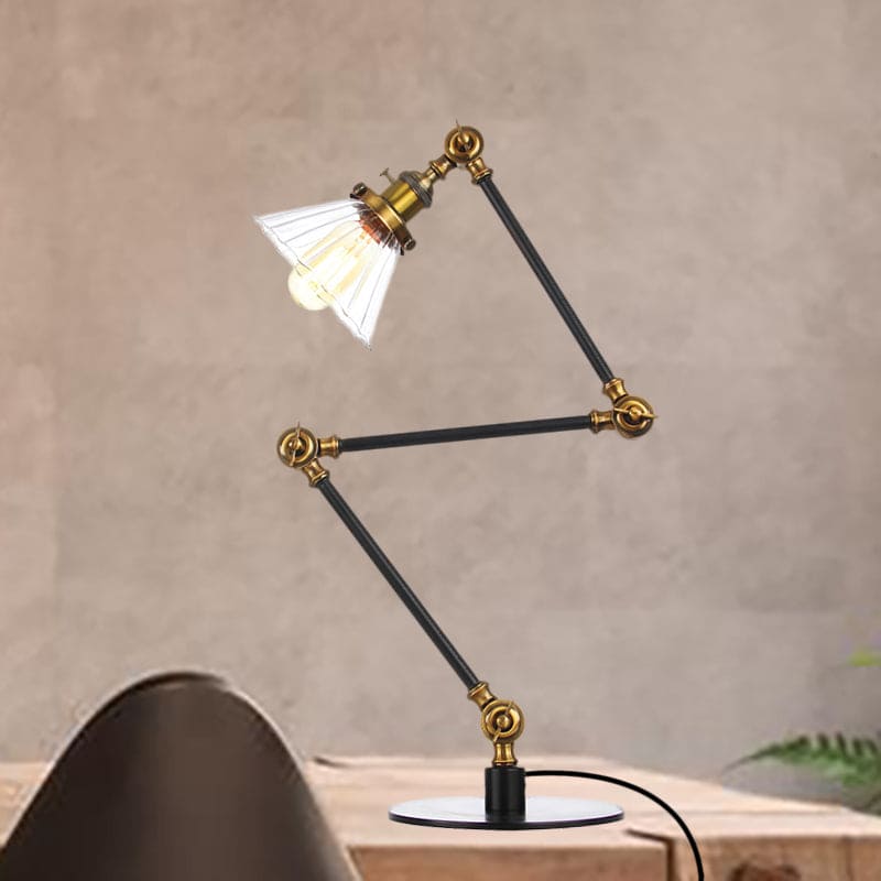 Elegante Tischlampe aus klarem konischem Glas