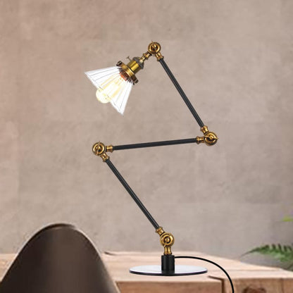 Elegante Tischlampe aus klarem konischem Glas