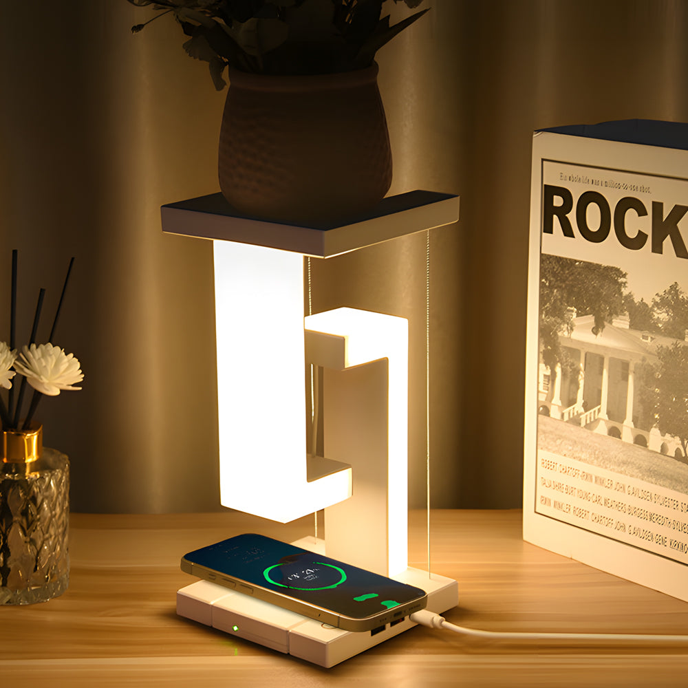Elegante schwebende Tischlampe mit USB-Ladung und kräftiger LED