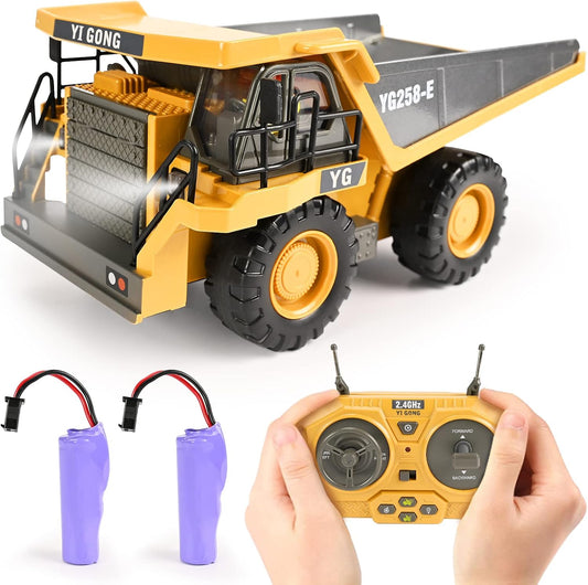 Excavatrice Jouet RC 6 Roues avec Pelle Métal et Effets Sonores - Santeova
