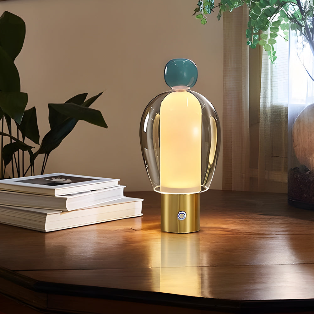 Elegante Schreibtischlampe aus Glas mit einstellbarer LED
