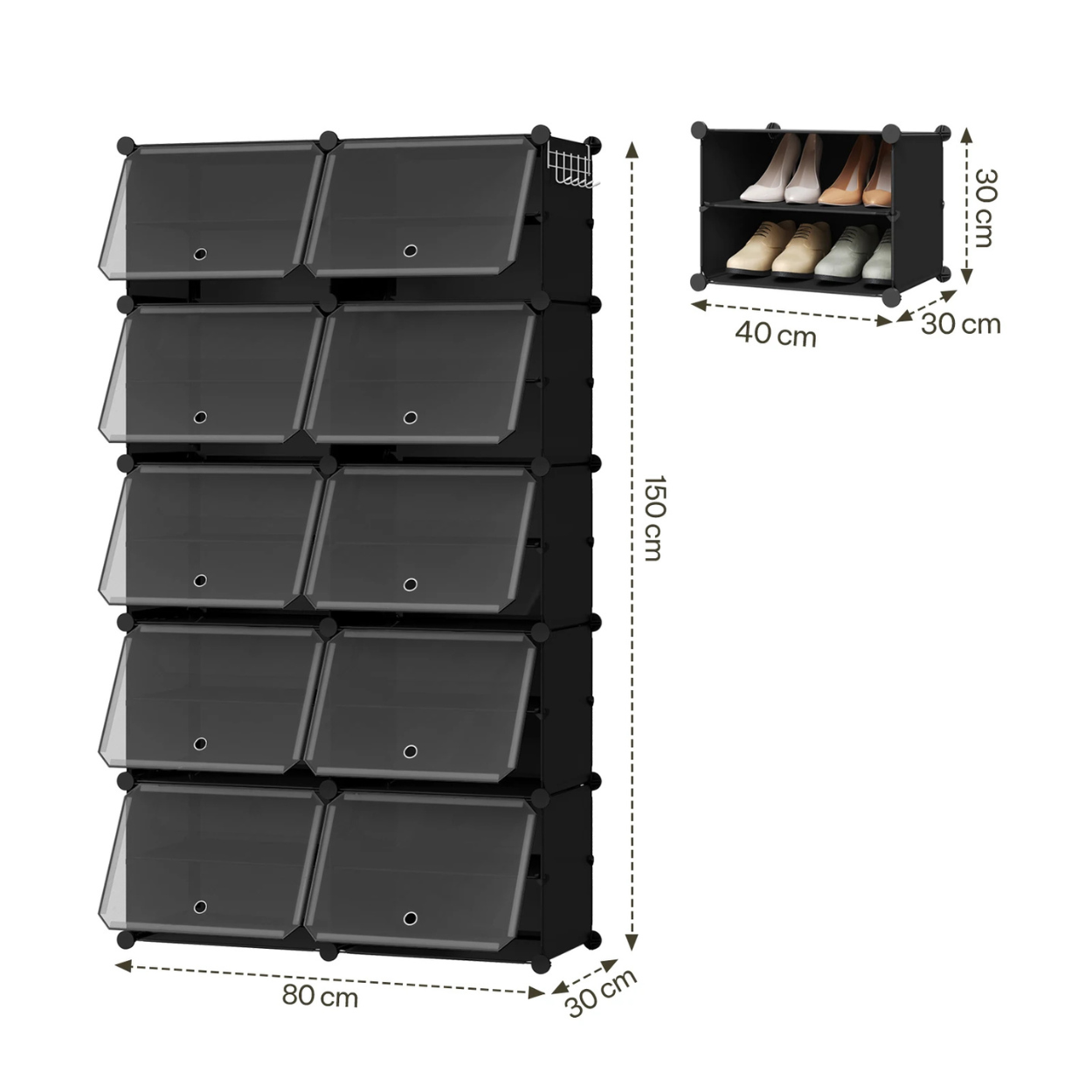 Kompakter faltbarer und modularer Schuhschrank