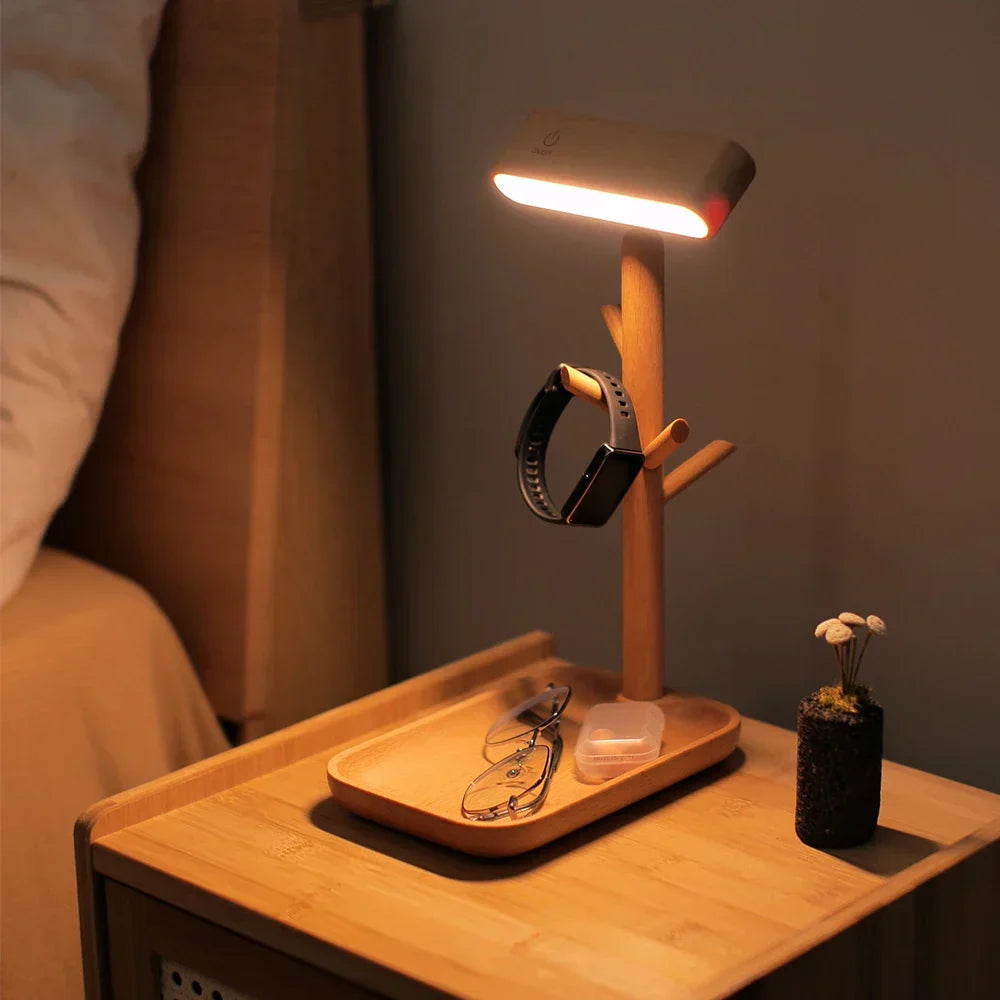Verstellbare Tischlampe mit eingebautem Aufbewahrungsfach