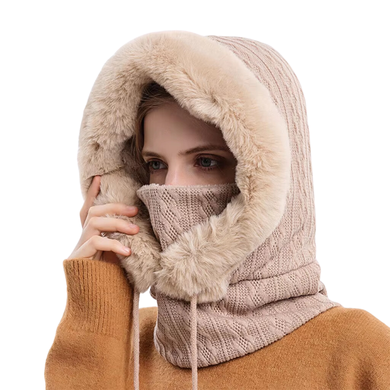 3-in-1 Fleece-Gesichtsmaske mit Schal und Mütze