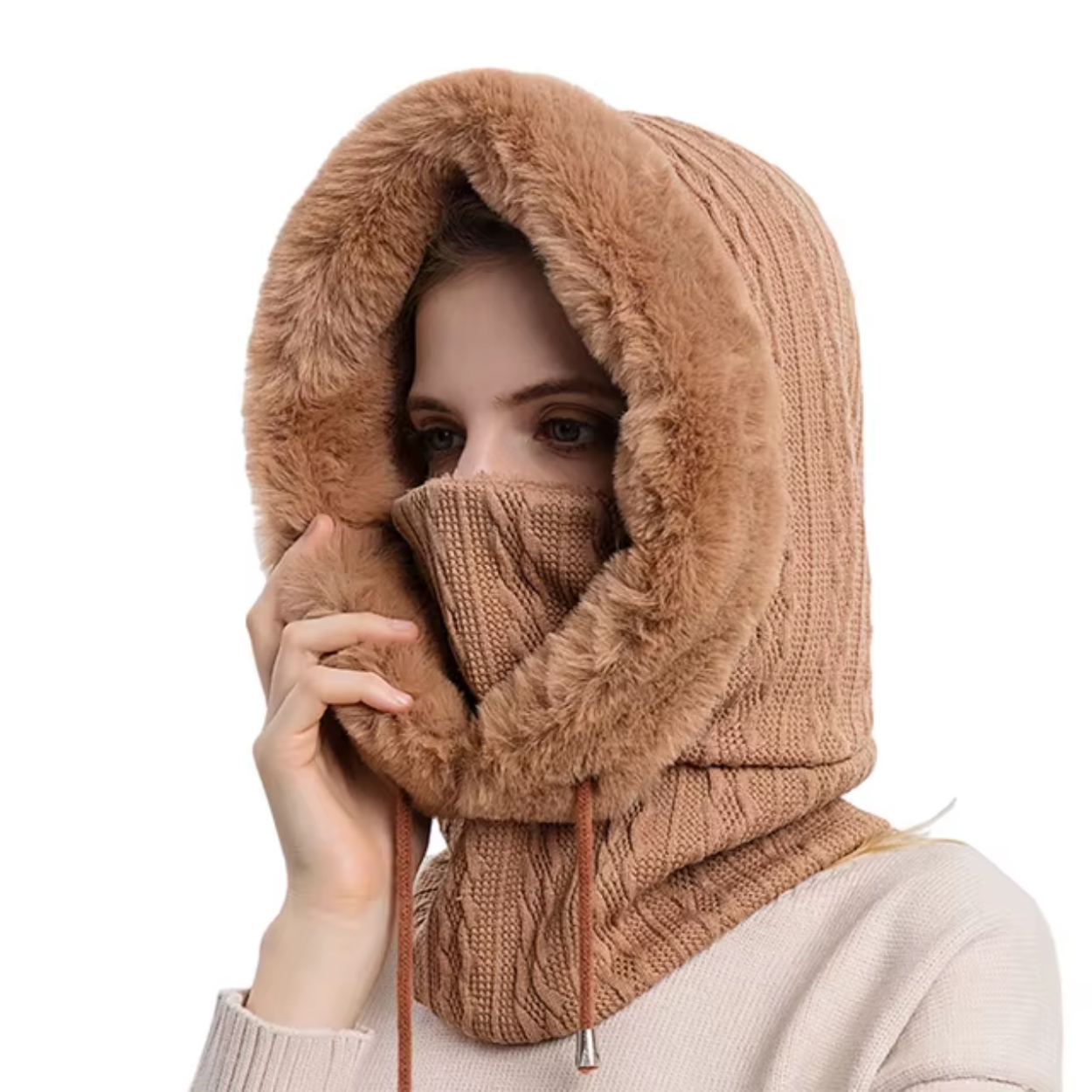 3-in-1 Fleece-Gesichtsmaske mit Schal und Mütze