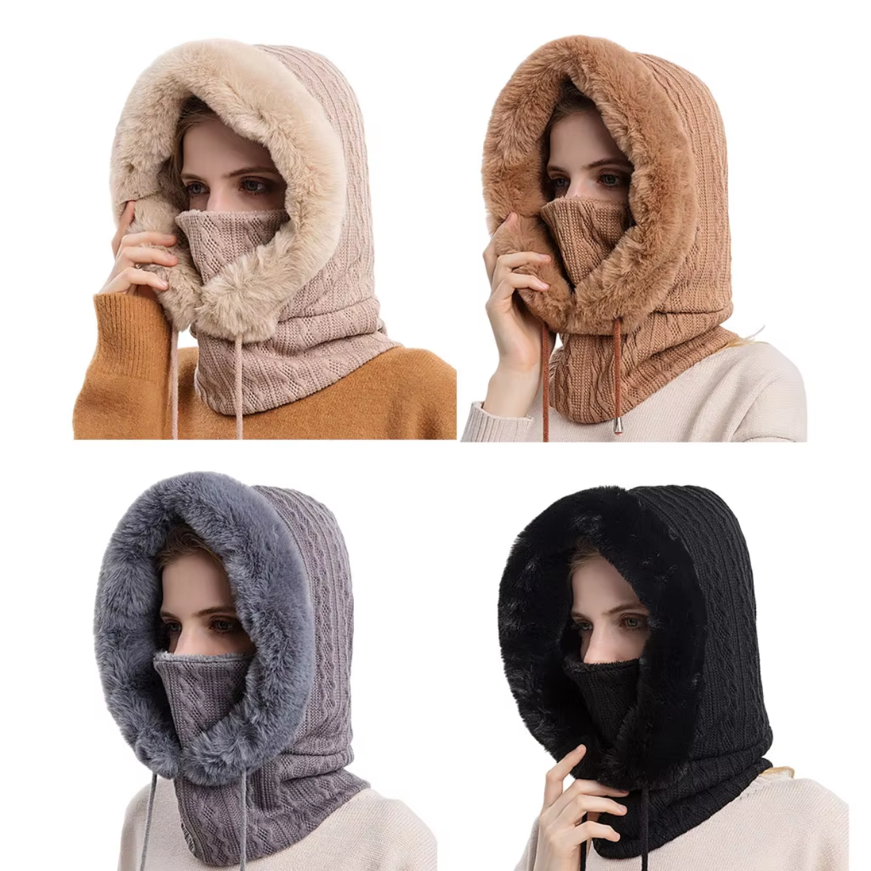 3-in-1 Fleece-Gesichtsmaske mit Schal und Mütze