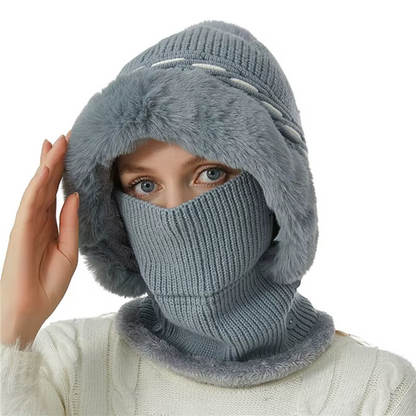 Weiche und warme 2-in-1 Fleece-Mütze und Schal
