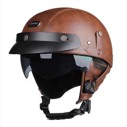 Schwarzer Vintage Halbjet Motorradhelm