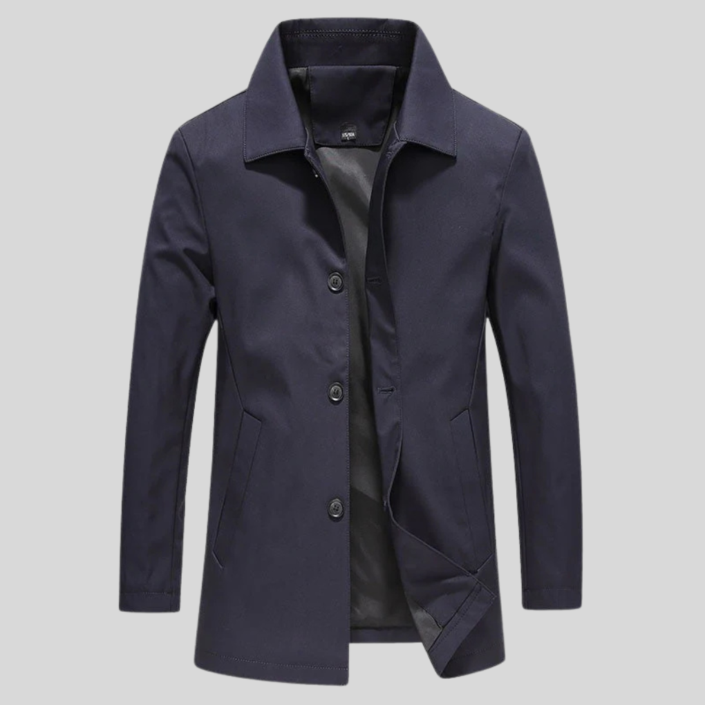 Eleganter langer Mantel für Herren, schlanke Passform