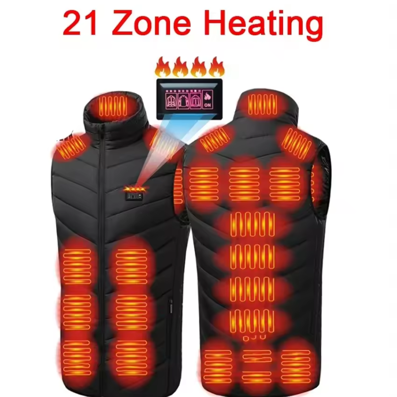 Elektrisch beheizte Daunenjacke mit 21 einstellbaren Wärmezonen