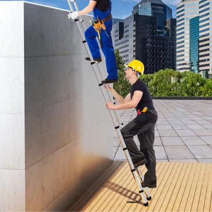 Robuste Teleskopleiter aus Stahl für die Arbeit