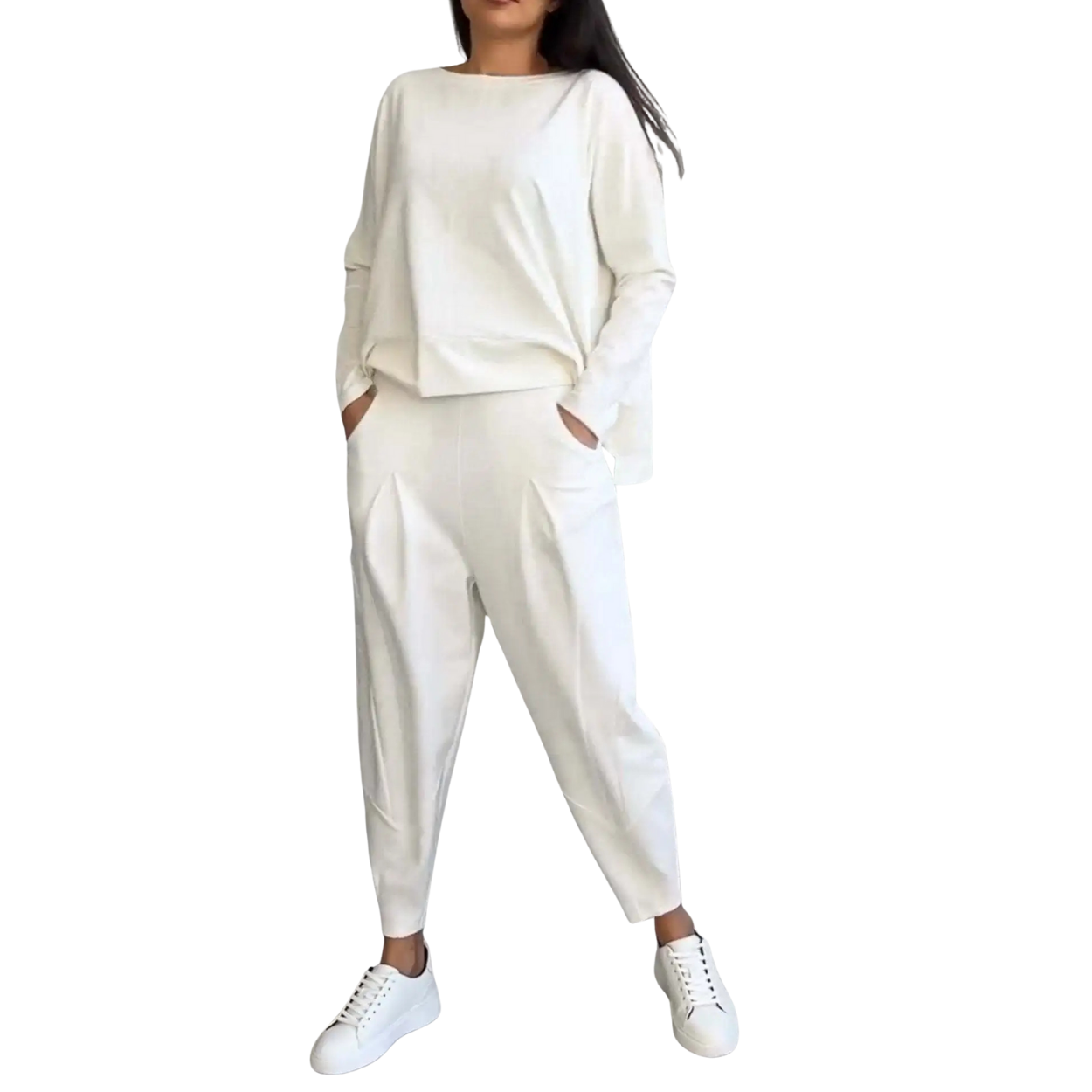 Lässiges Damen-Set 2-teilig Sweatshirt und Hose mit Hoher Taille