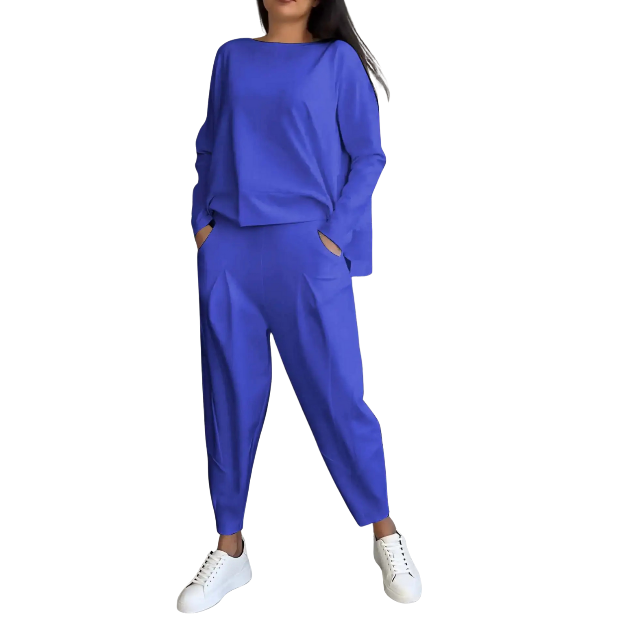 Lässiges Damen-Set 2-teilig Sweatshirt und Hose mit Hoher Taille