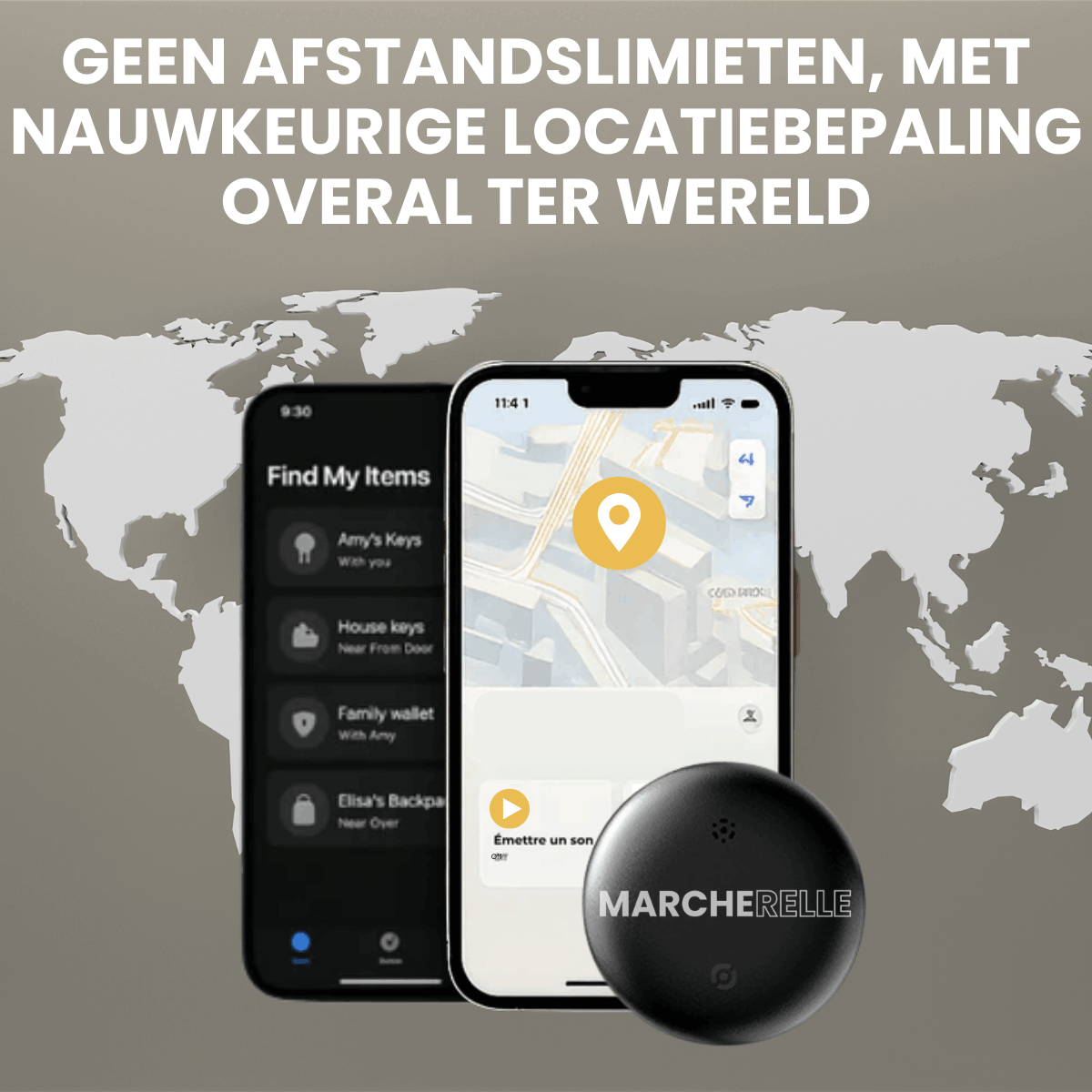 Marcherelle - GPS-Tracker ohne Abonnement | Kompatibel mit Android & iOS