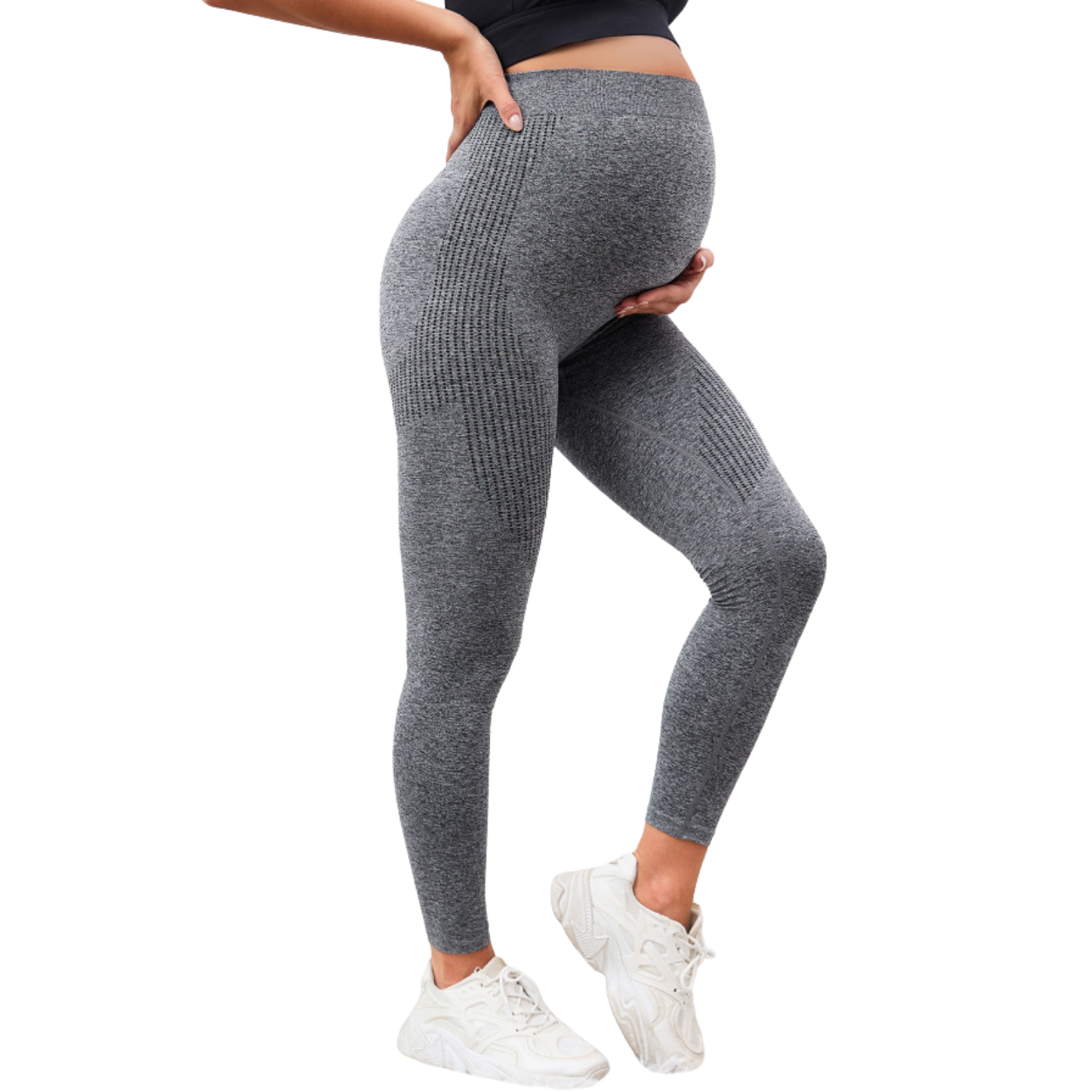 Elastische Schwangerschafts-Leggings mit Bauchstütze und Schlank-Effekt