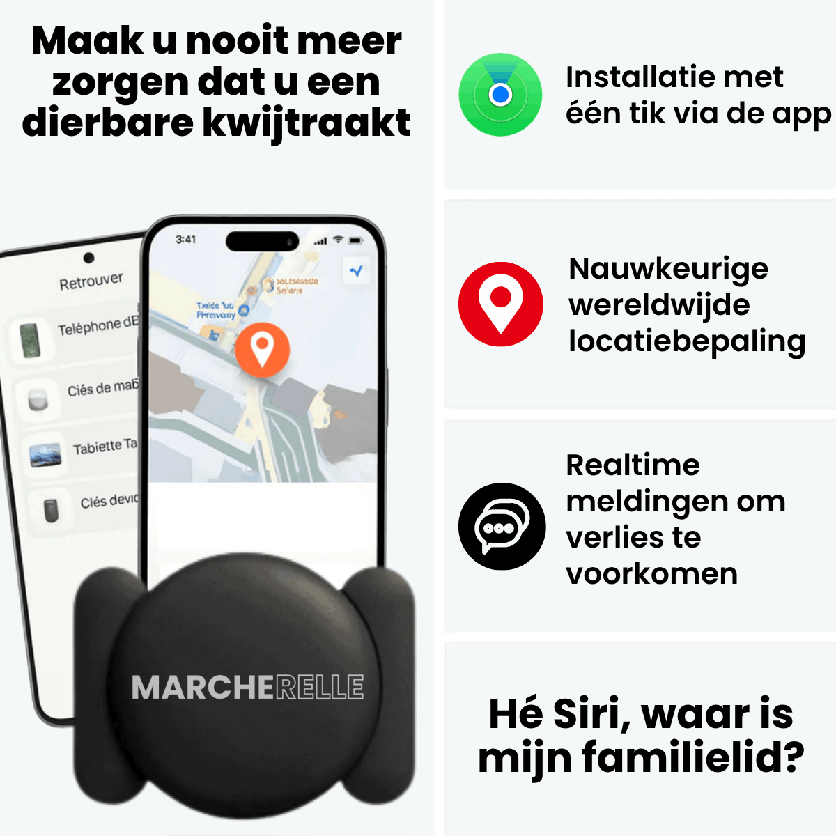 Marcherelle - GPS-Tracker ohne Abonnement | Kompatibel mit Android & iOS