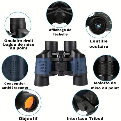 Marcherelle™ – Jumelles 80x80 Longue Portée Vision Nocturne pour Randonnée & Chasse