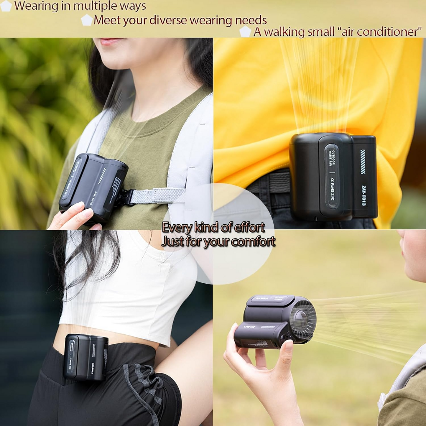 Marcherelle™ | Mini ventilateur portable – Double pince, pliable et léger