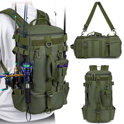 Wasserdichter und vielseitiger Angelrucksack für Wanderungen