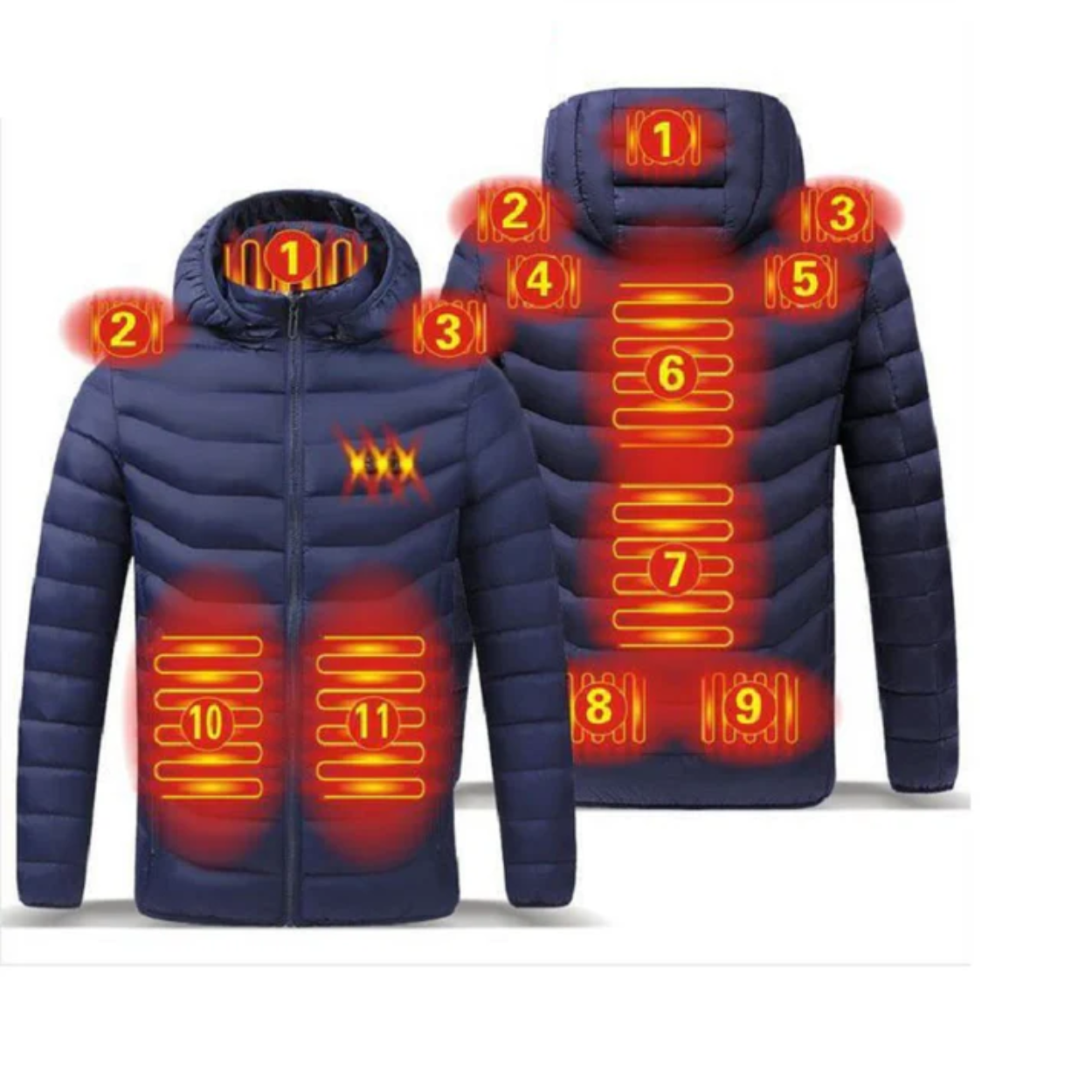 Elektrische Heizjacke mit 11 verstellbaren Heizzonen