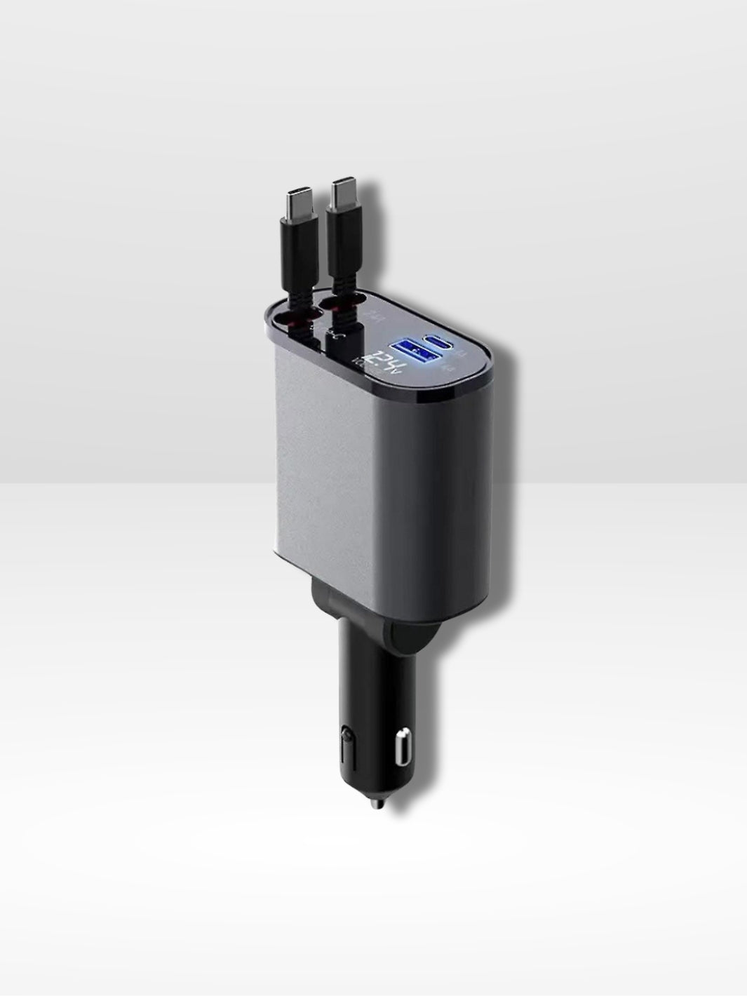 Schnellladegerät fürs Auto mit 4 Ports und Einziehbar