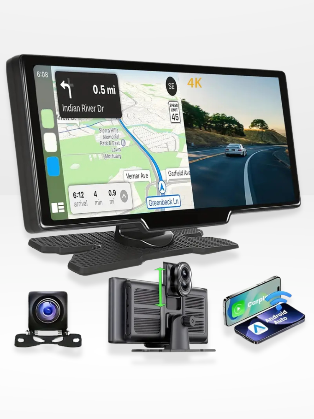 CarPlay-Navigationsbildschirm mit Integrierter Rückfahrkamera