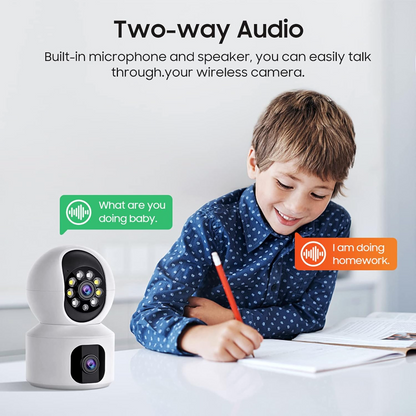 Marcherelle™ – WLAN-Sicherheitskamera mit Doppelobjektiv und HD-Sicht